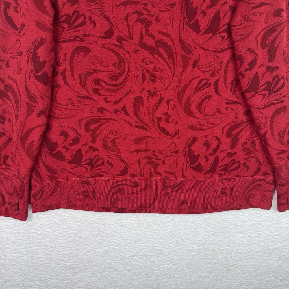 Athleta Womens Coaster Luxe Sweatshirt Large Red Paisley Pullover Athleisure Top - Picture 4 of 16